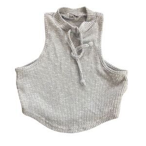 Gym shark gray ripped cropped sleeveless top XS